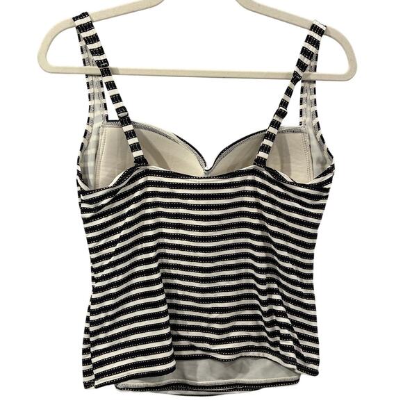 Nip Tuck Swim Size 12 Tankini Top Multi Fit Cup Striped Ruched Adjustable Straps - Picture 2 of 15